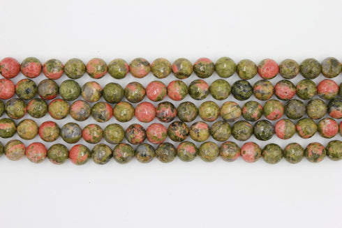 Unakite Gemstone Beads, 8mm, Faceted